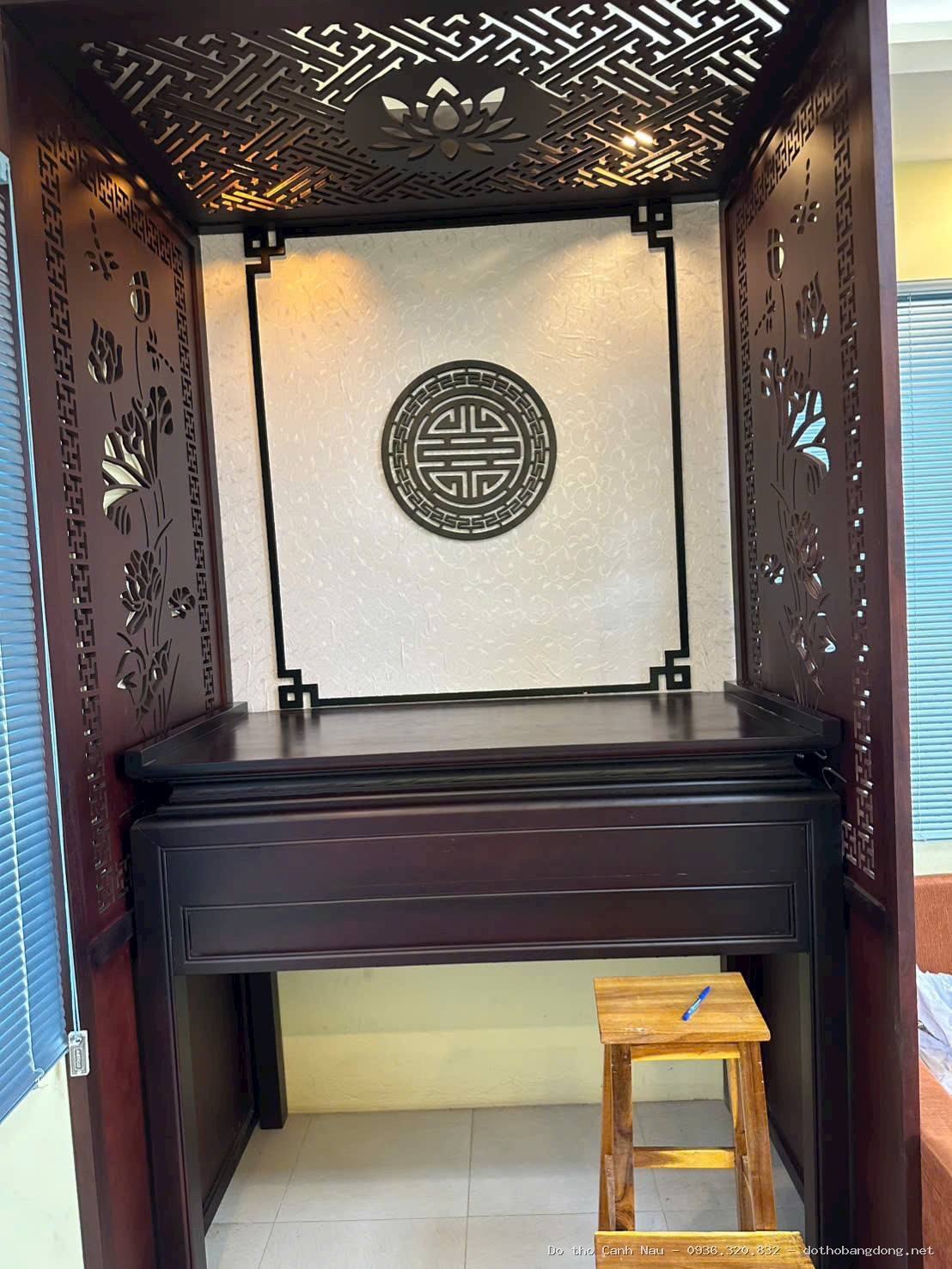 Tủ thờ tam đa gỗ Gõ cao cấp - Đồ thờ Sơn Vũ